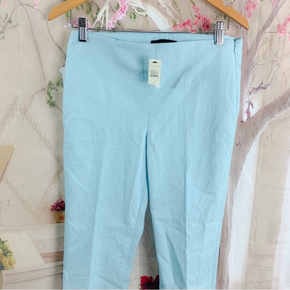 NEW Talbots Minty Blue Medallion Jacquard Ankle Pants - Picture 3 of 10
